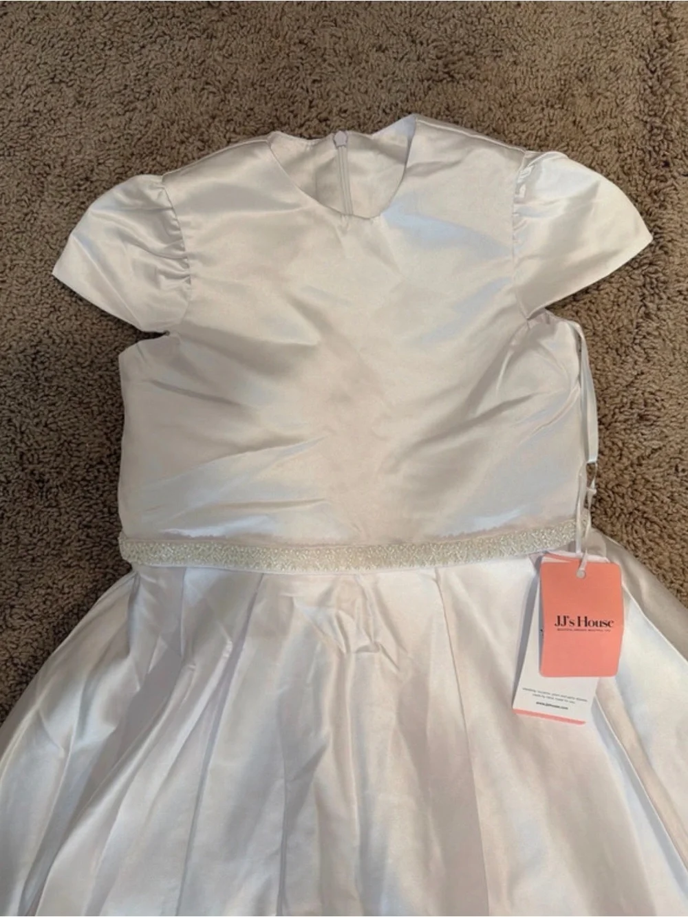 JJs House White Satin Girls' Formal Party Dress